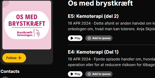 Lyt til Brystkræftforeningens Os med Brystkræft nr. 4. og 5. om kemoterapi